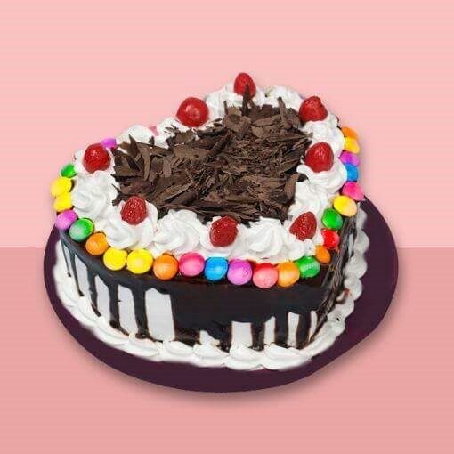 Heart Shape Black Forest Gem Cake