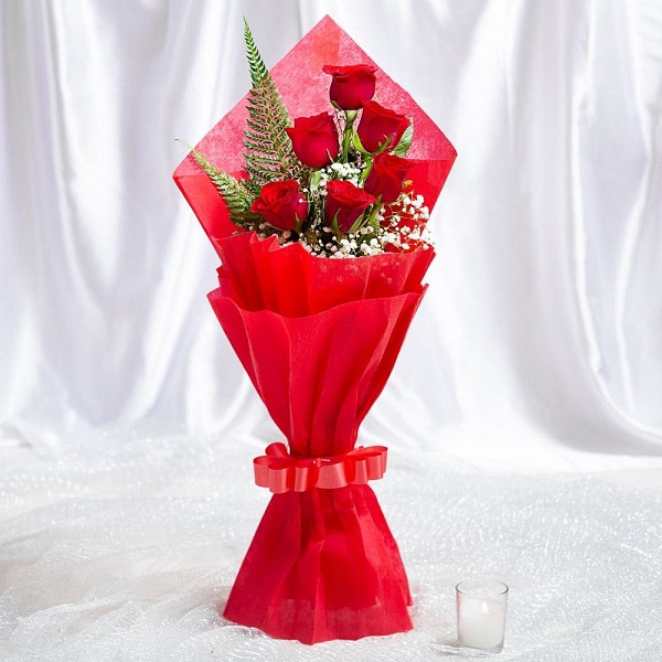 Single Red Roses Bouquet
