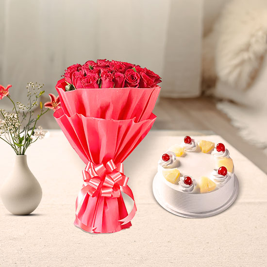 Rose & Pineapple Cake Delight Hamper