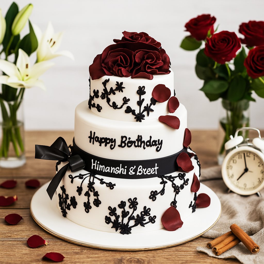 Elegant Rose Tier Cake