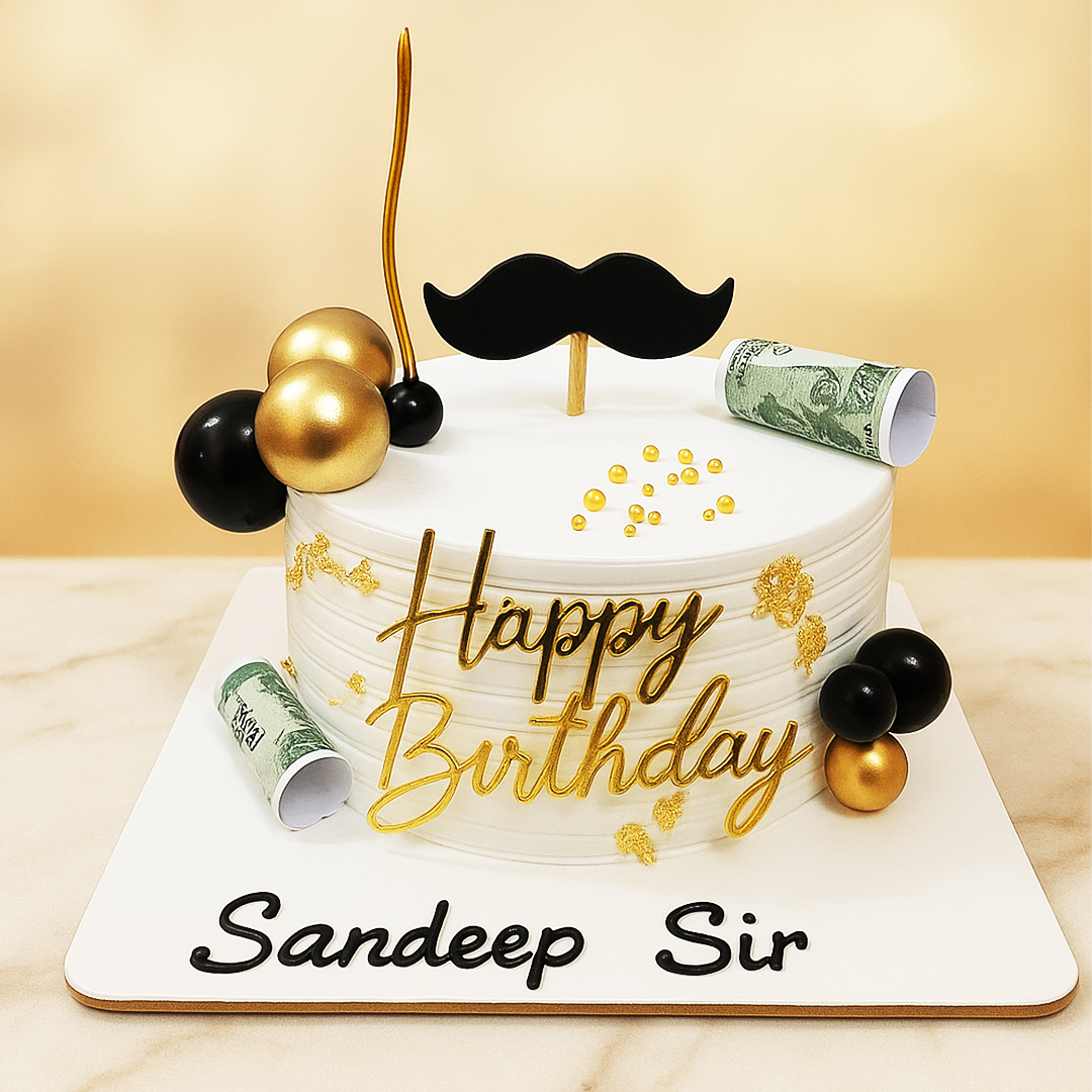 Mustache Money Cake