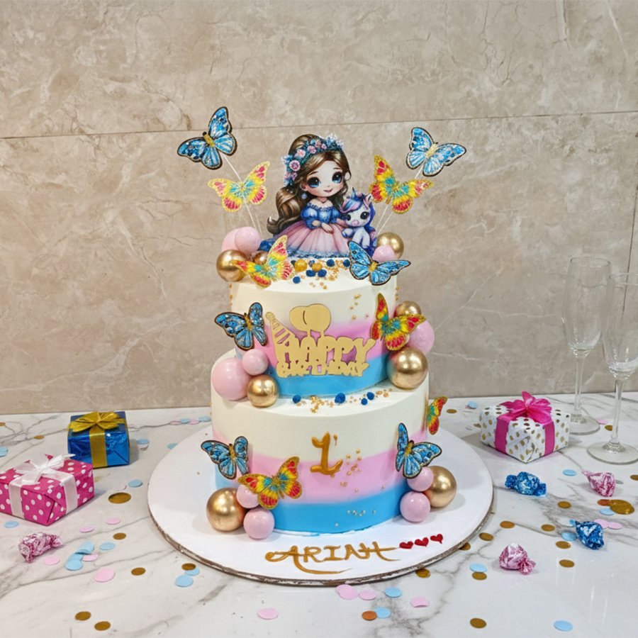 Enchanted Garden Butterfly Princess Cake