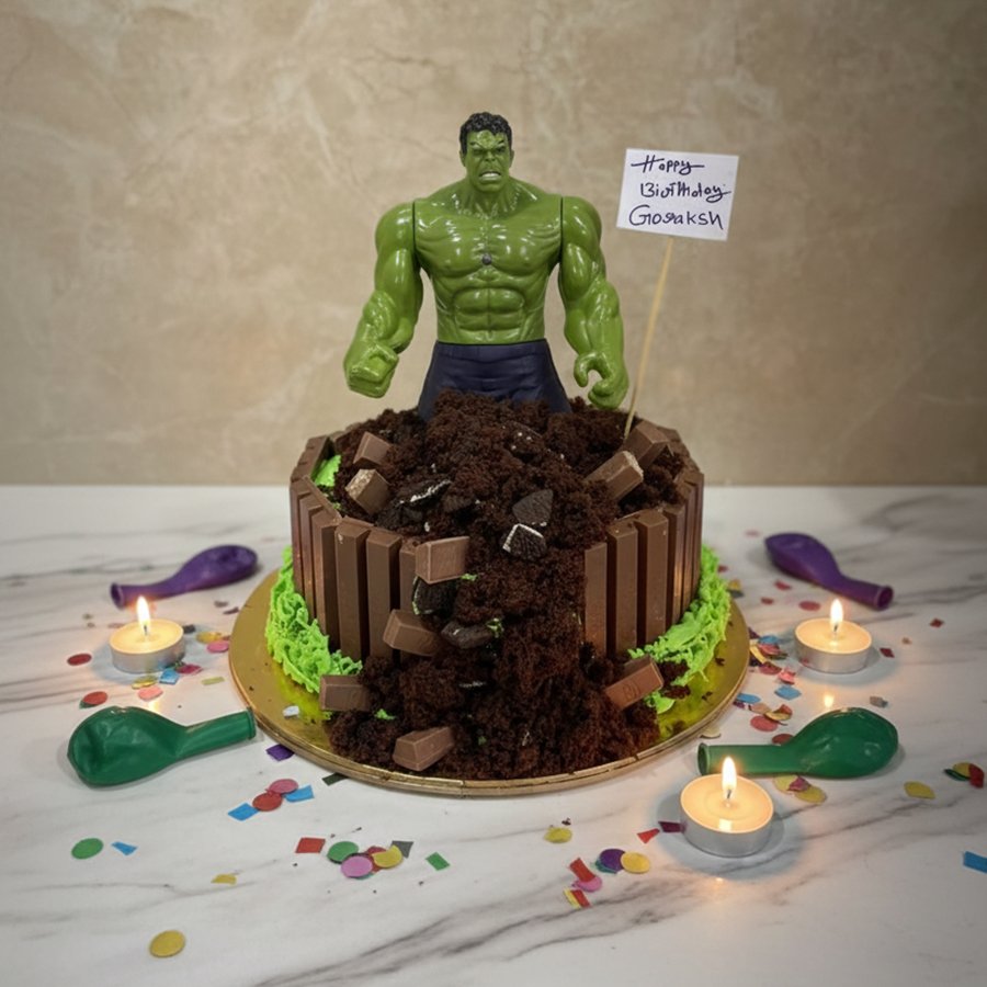 Hulk "Smash" KitKat Chocolate Cake