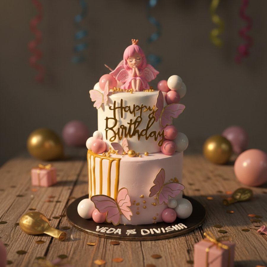 Butterfly Wishes Two-Tier Cake