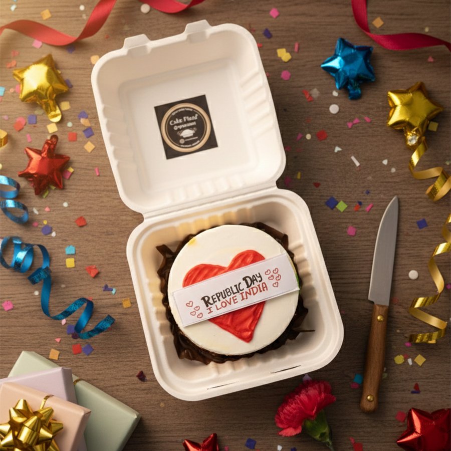 Patriotic Republic Day Heart Bento Cake