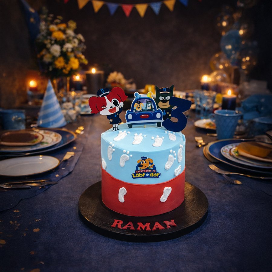 Safety Sheriff Labrador Birthday Cake for Kids