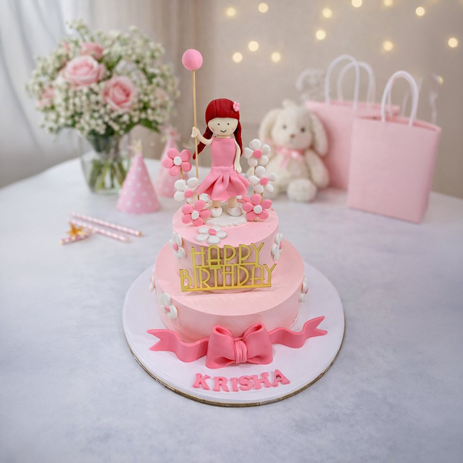 Enchanted Pink Princess Doll Birthday Cake