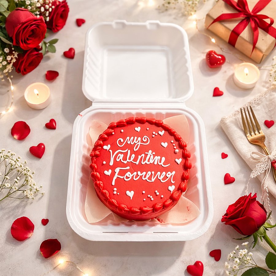 Red Velvet Valentine Bento Cake – "My Valentine Forever"