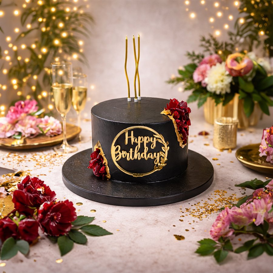Midnight Gold Noir Birthday Cake