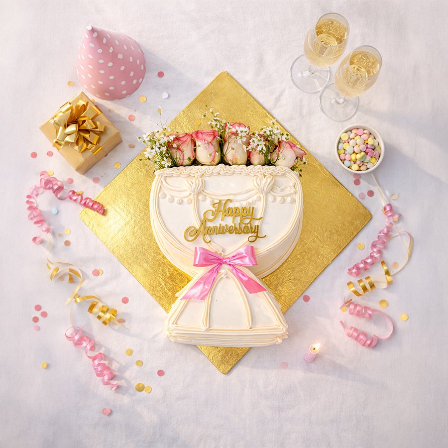 Elegant Red Half-Cake with Fresh Floral Topper