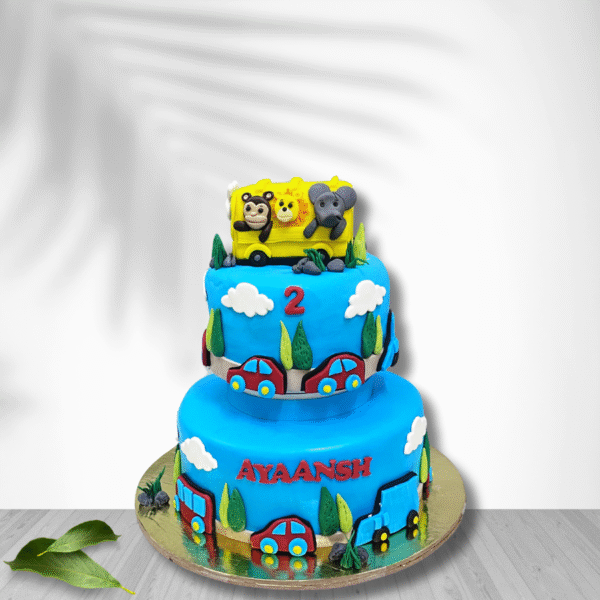 Wild One Safari Jungle Two-Tier Theme Cake