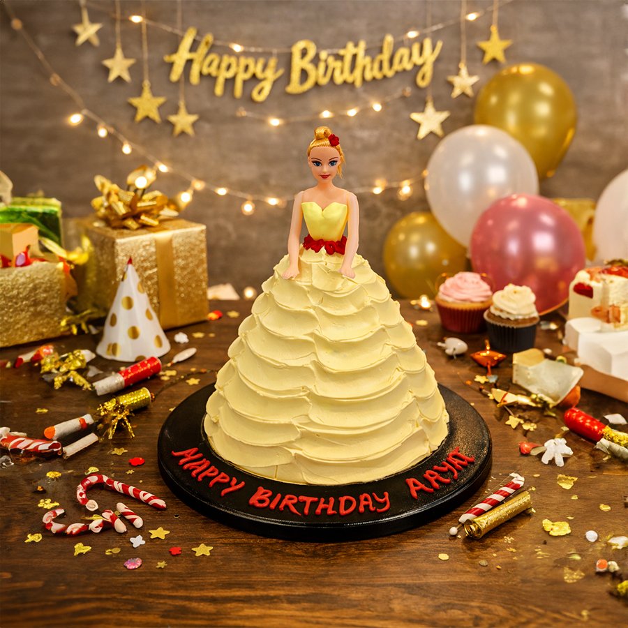 Yellow Ballroom Princess Cake