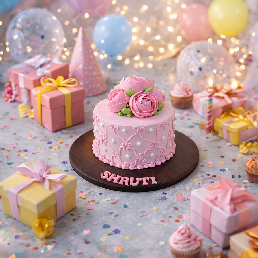 Pink Rosette Swirl Cake