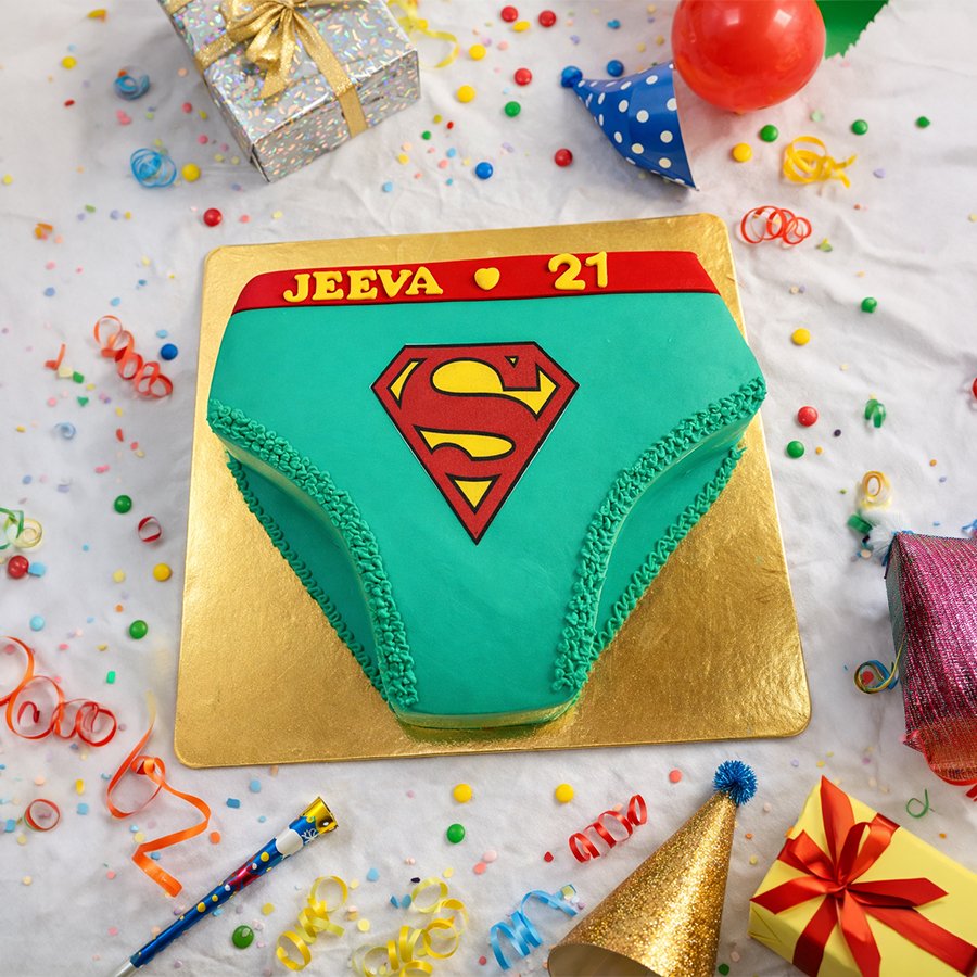 Superman Underwear Funny 21st Birthday Cake