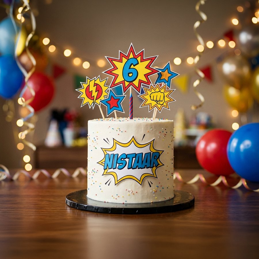 Heroic Comic Burst Birthday Cake
