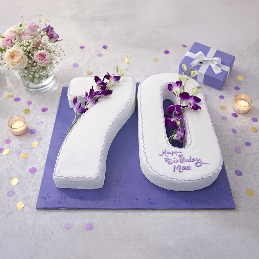 Lavender Orchid Milestone Number Cake