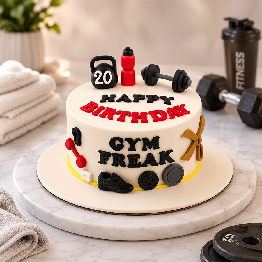 Fitness Lover Gym Freak Birthday Cake