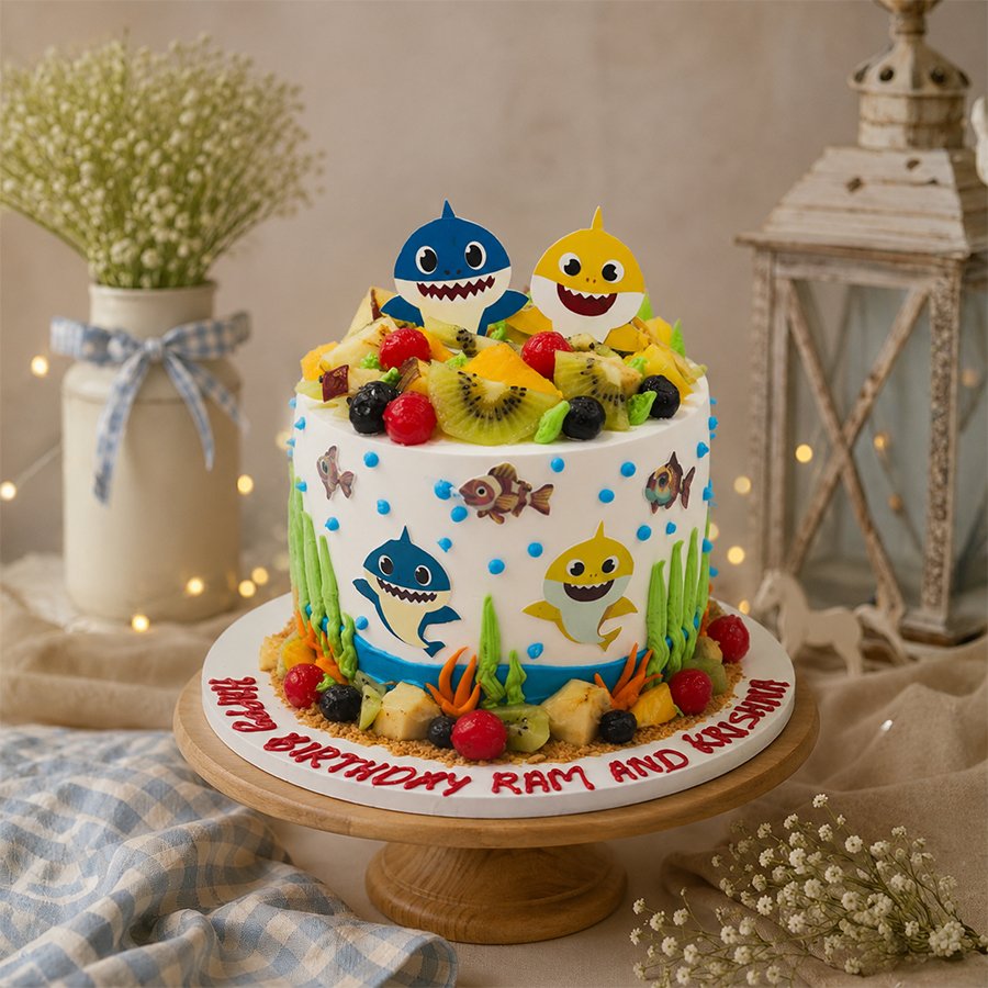 Undersea Baby Shark Fresh Fruit Cream Cake