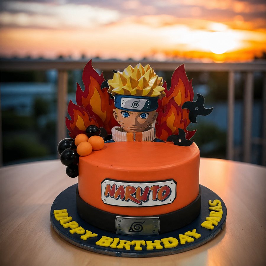 Fiery Naruto Anime Character Custom Cake