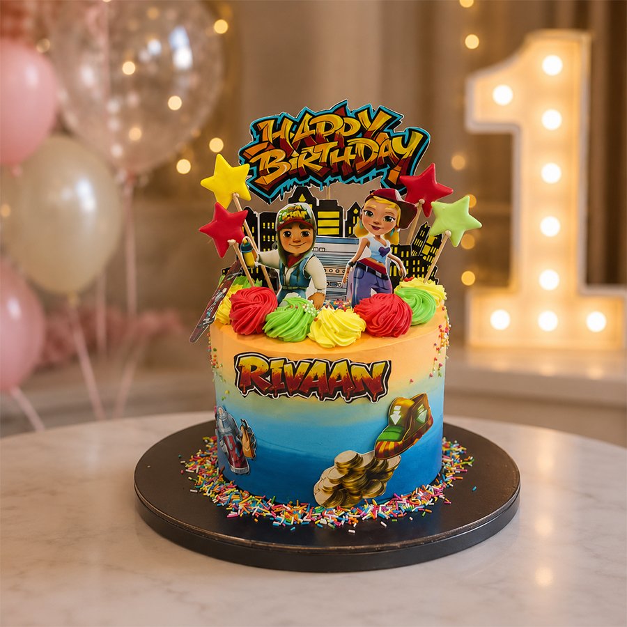 Subway Surfers Street Art Graffiti Theme Cake