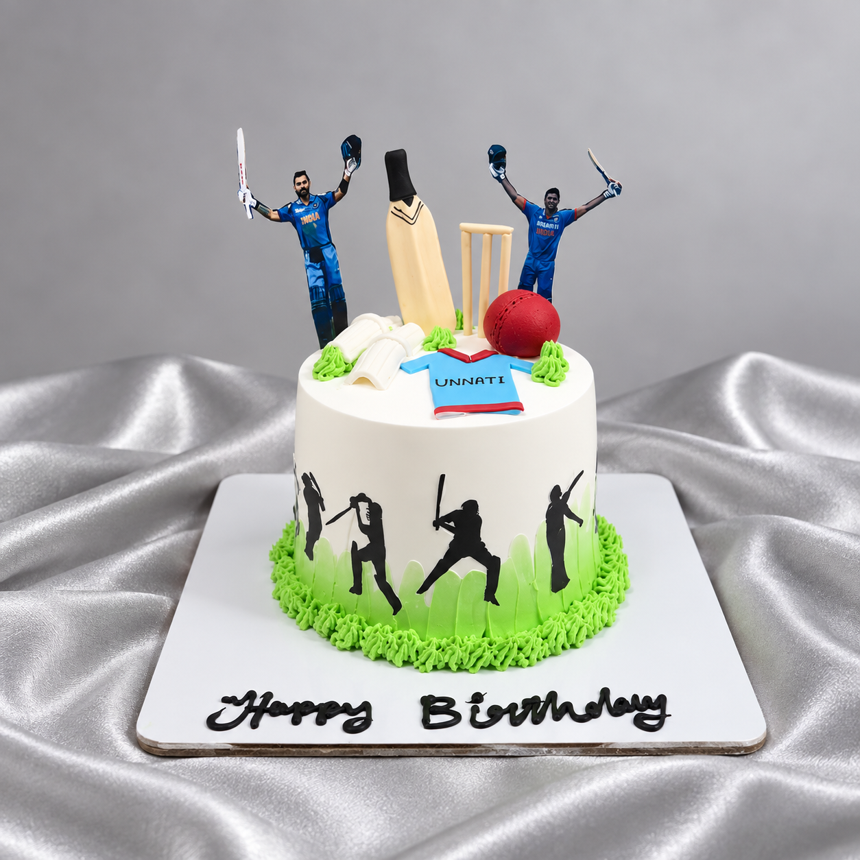 Cricket Fever Player Silhouette Cake