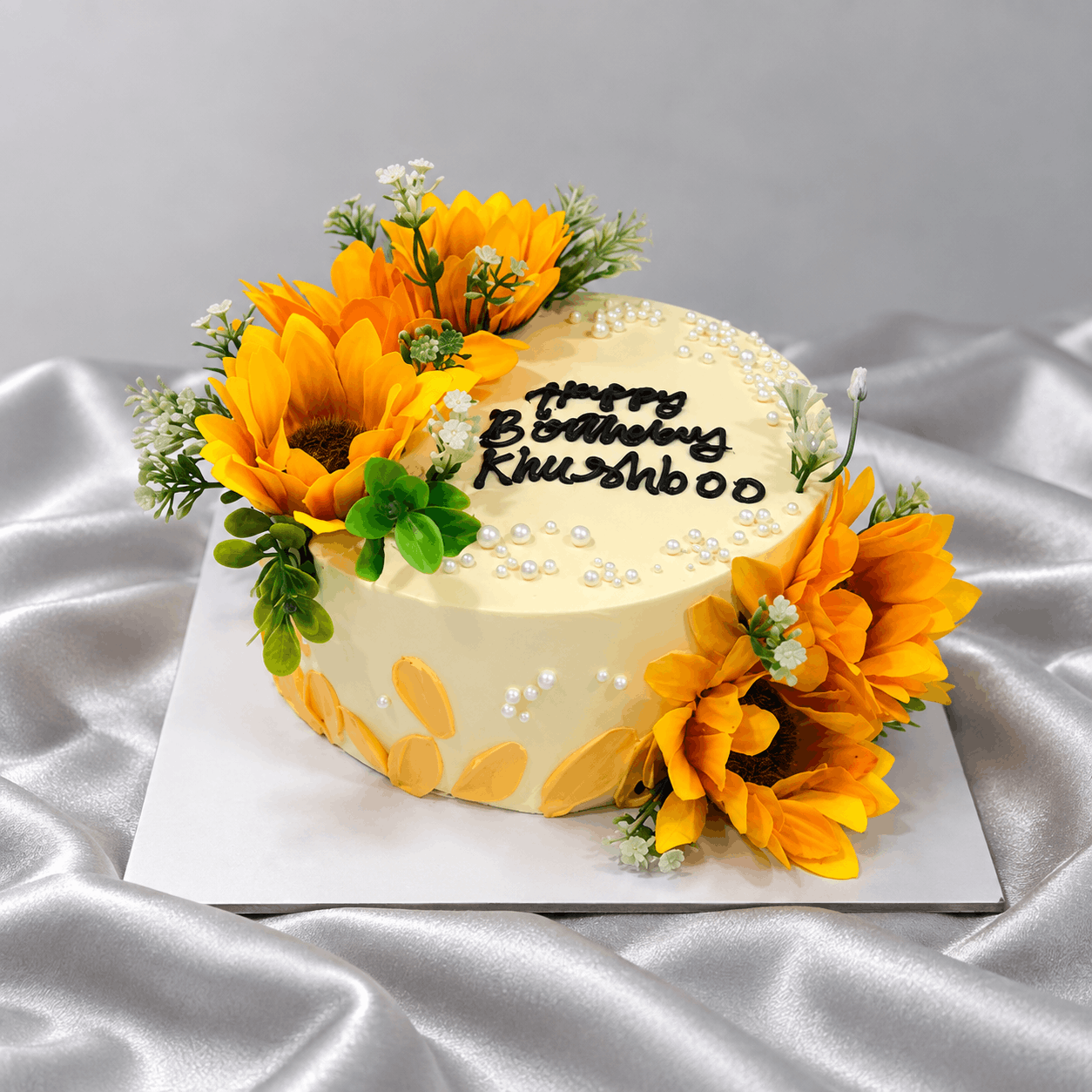 Radiant Sunflower Floral Birthday Cake