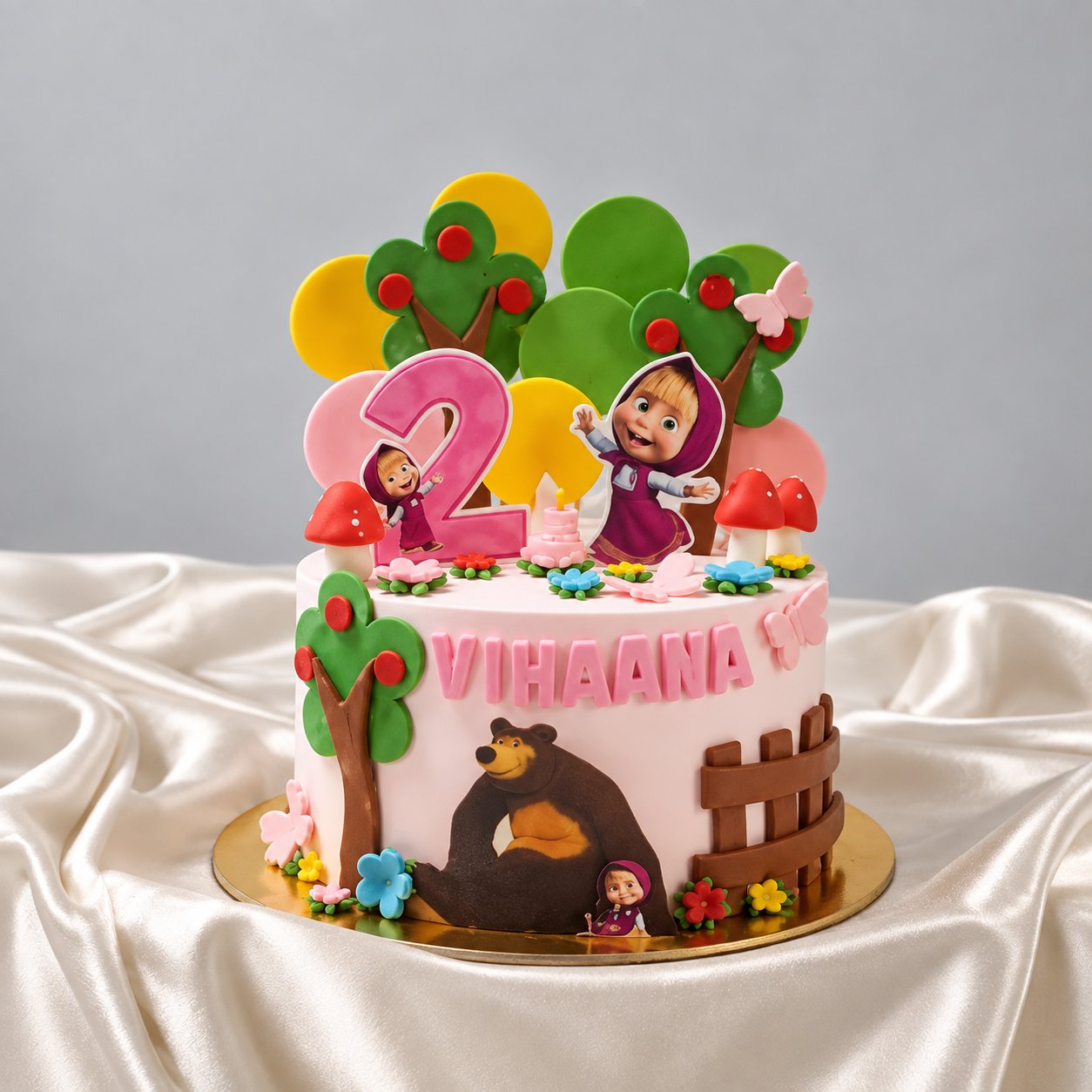 Masha and the Bear Custom Woodland Birthday Cake