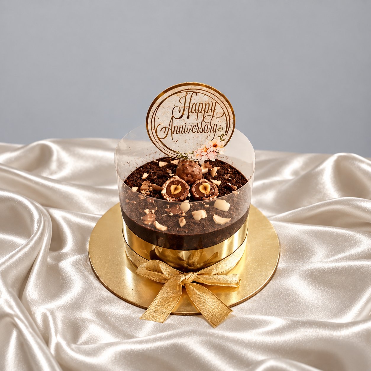 Elegant Hazelnut Chocolate Anniversary Cake