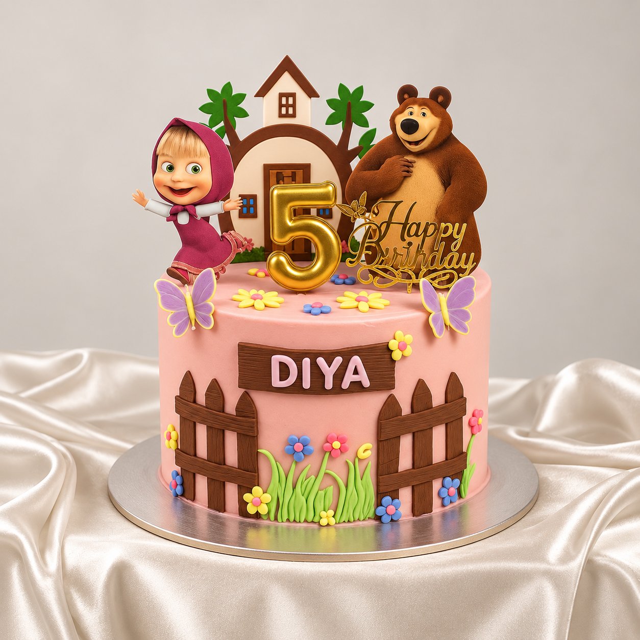 Masha and the Bear 5th Birthday Cake