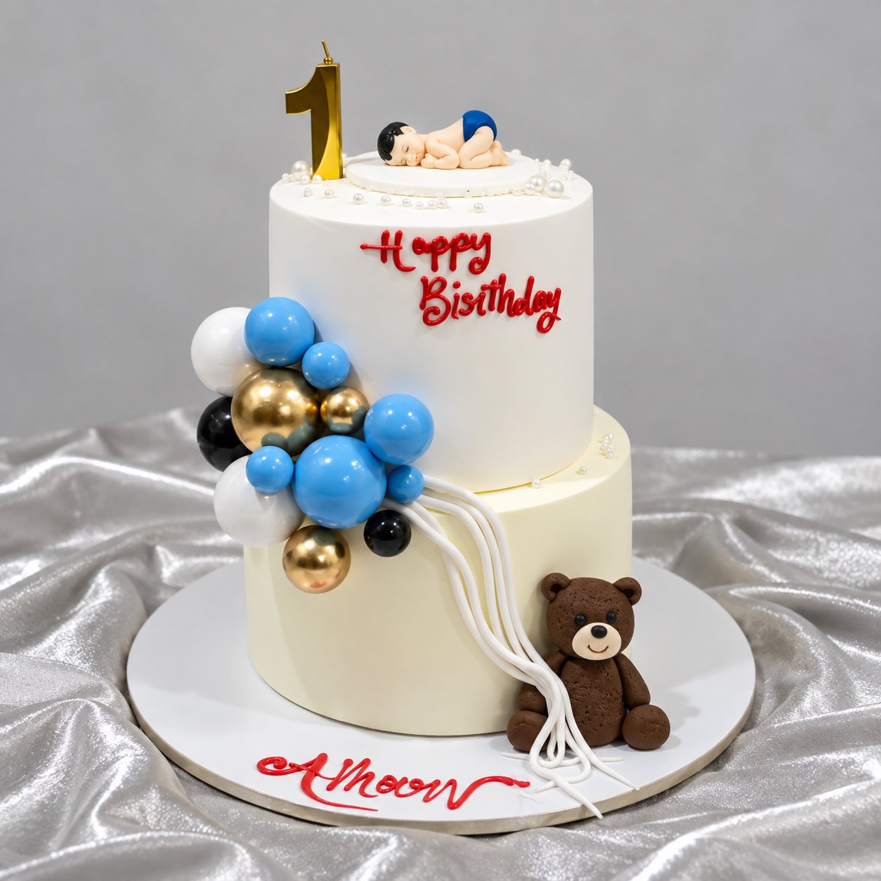 Baby Boy 1st Birthday Balloon Cake