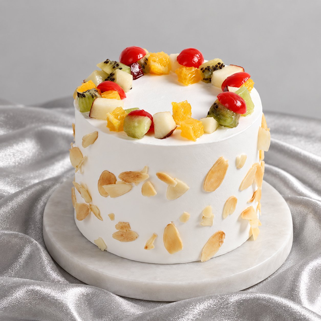 Fresh Fruit & Toasted Almond Ring Cake