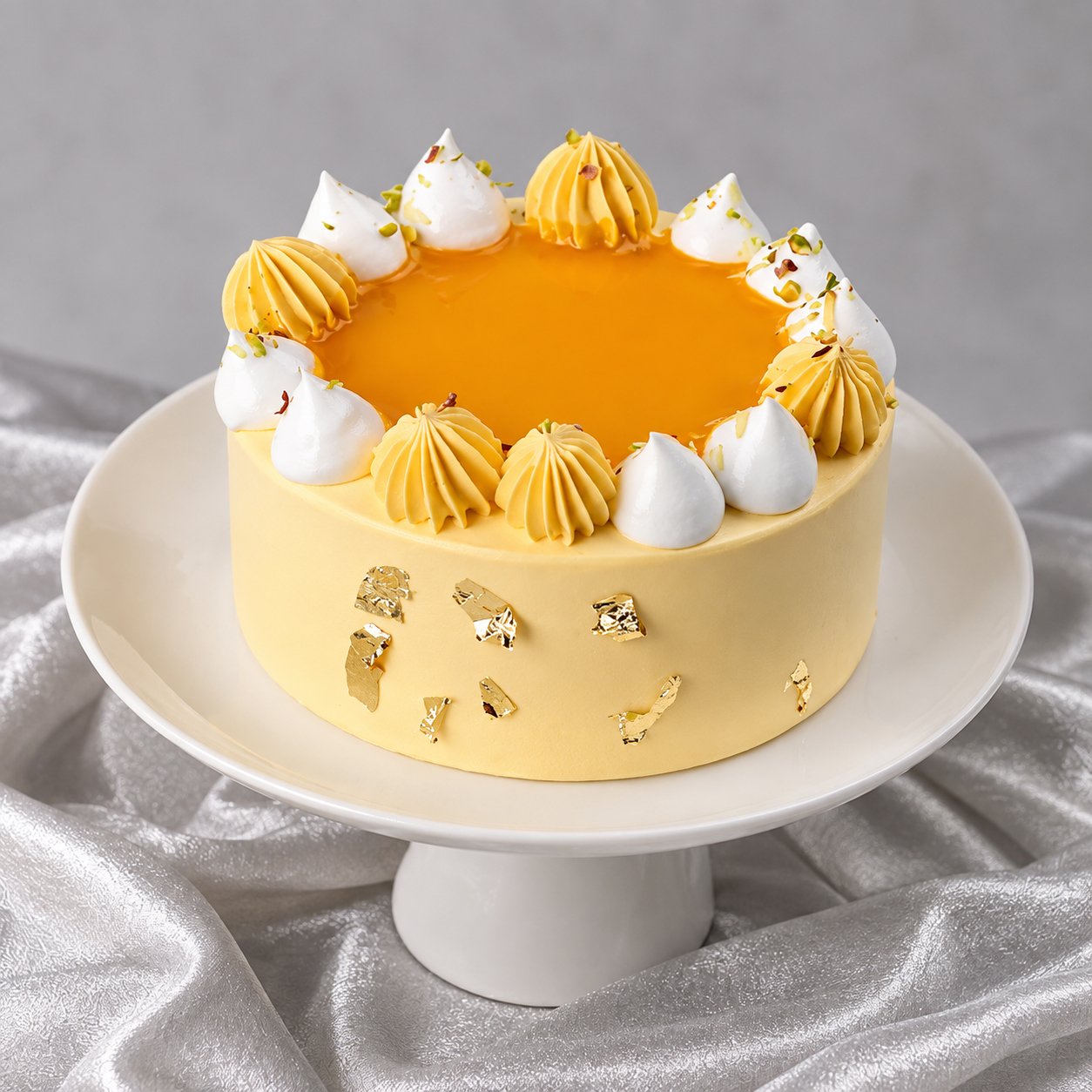Golden Mango & Pistachio Glaze Cake