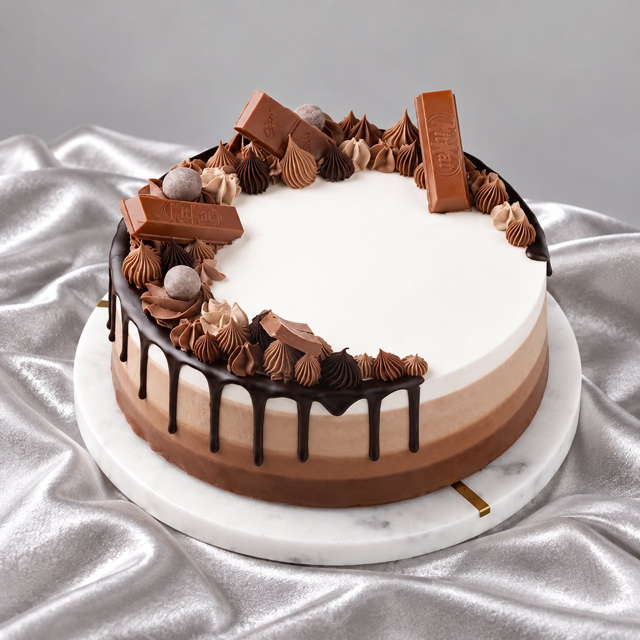 Triple Layer Ombre Chocolate Drip Cake with KitKat