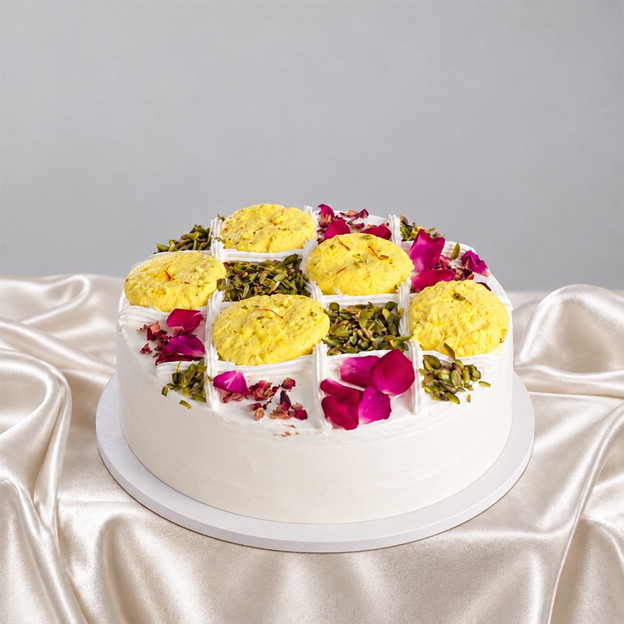 Indian Fusion Dessert Cake with Pistachios