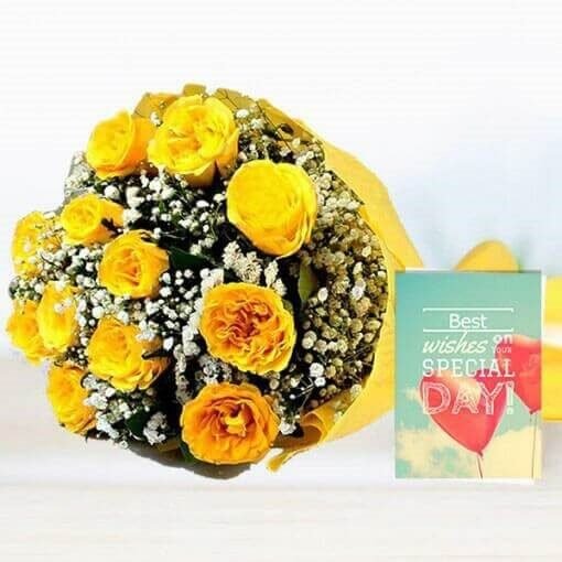 20 Yellow Roses N Card