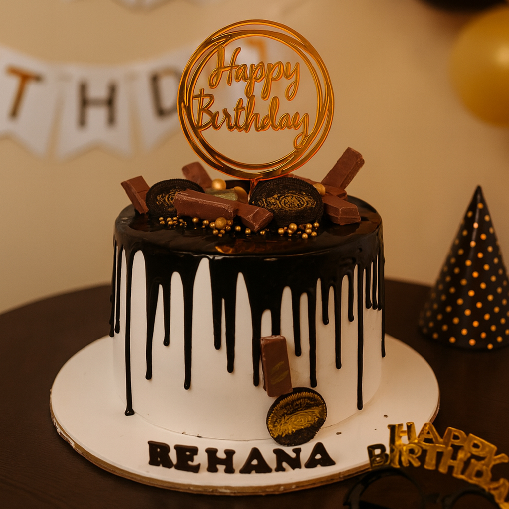 Dripping Elegance Birthday Cake