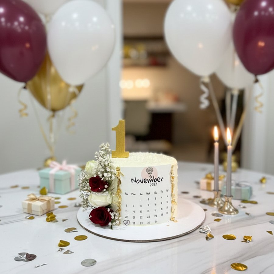 Save the Date Calendar 1st Anniversary Cake