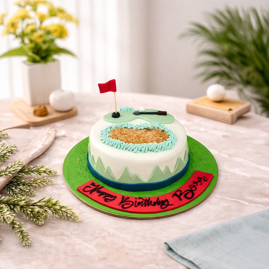 Professional Golf Green Theme Cake for Boss
