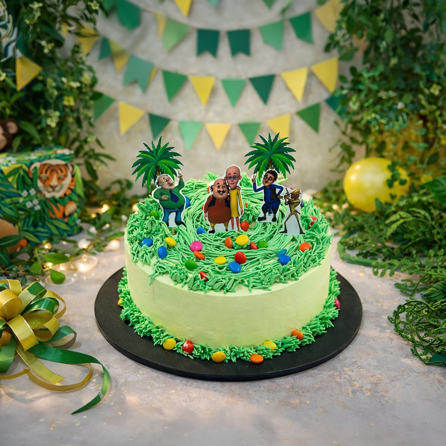 Motu Patlu Theme Jungle Birthday Cake