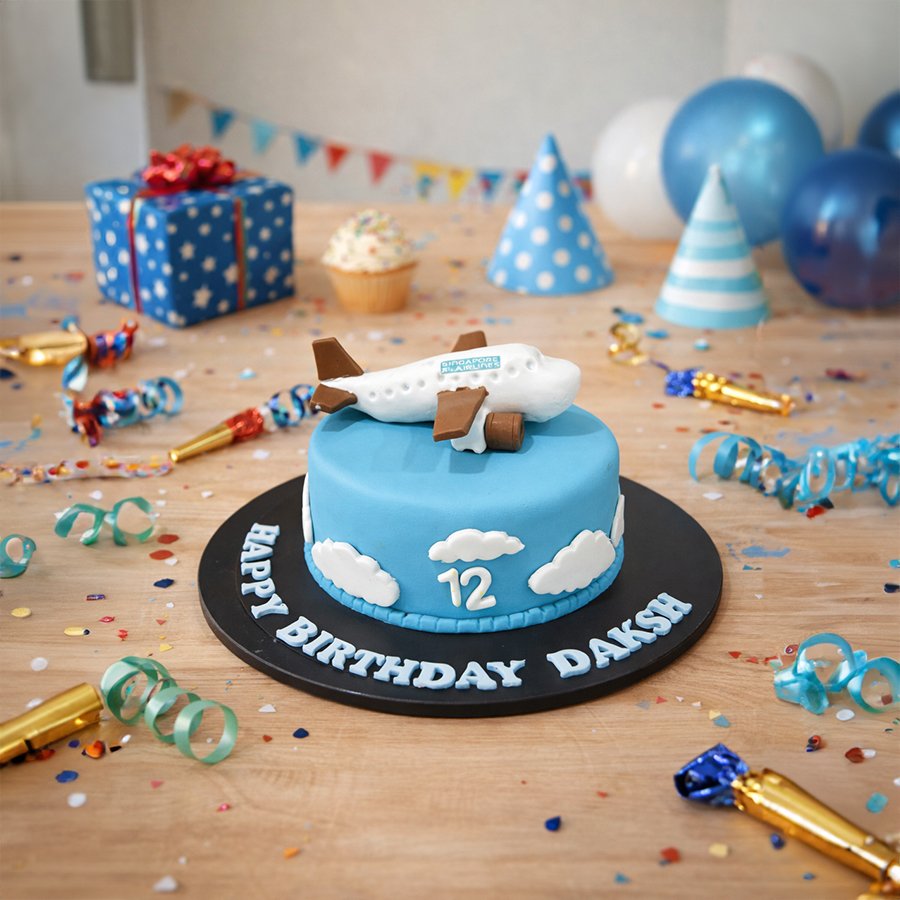 Singapore Airlines Theme Airplane Birthday Cake