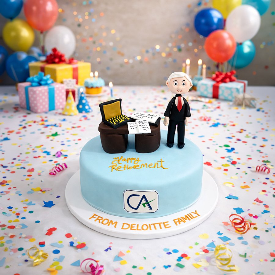 Deluxe Chartered Accountant Retirement Cake – Deloitte Edition