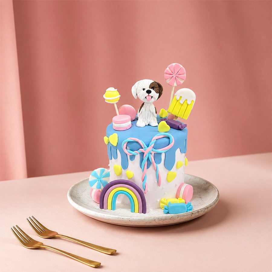 Cute Puppy & Candy Wonderland Cake