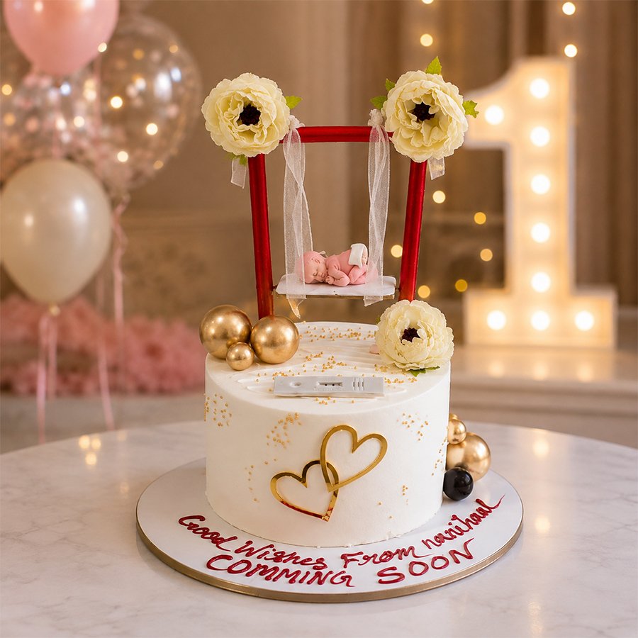 Floral Baby Swing Celebration Cake