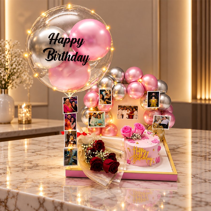 Blush & Silver Radiance Birthday Gift Tray