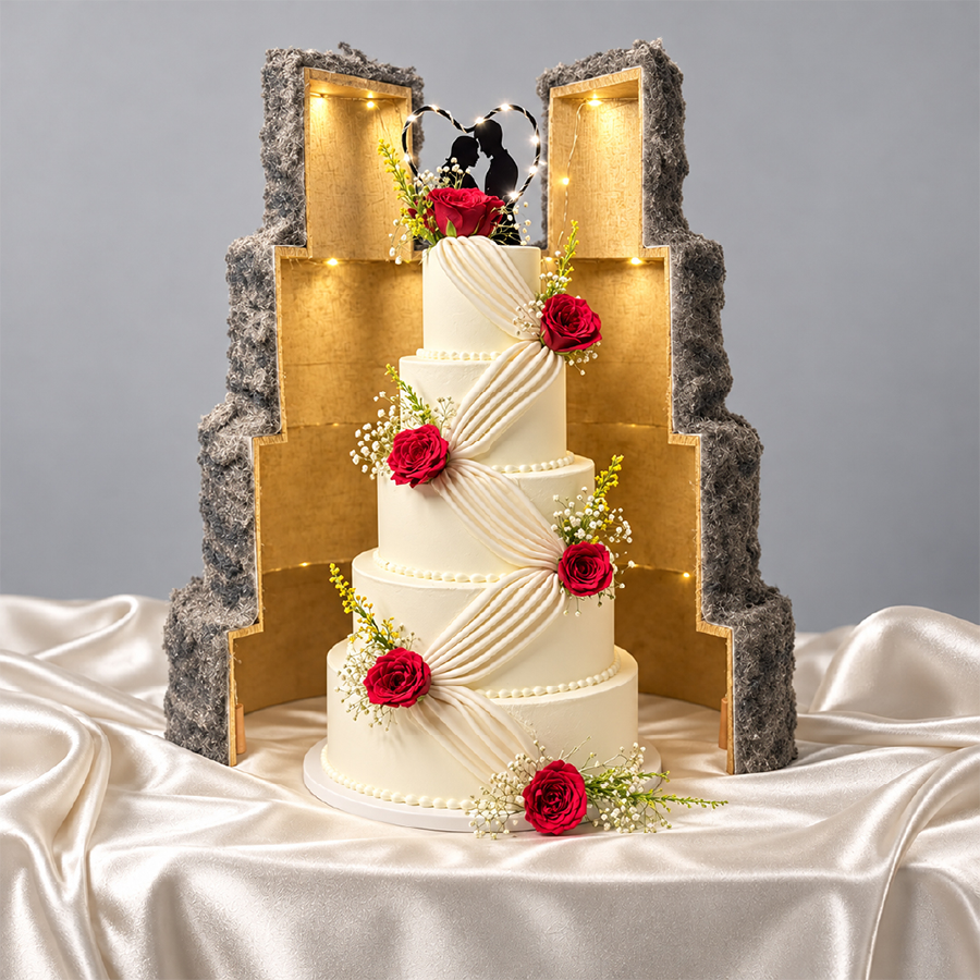 Grand Enclosed Illuminated Archway 5-Tier Wedding Cake
